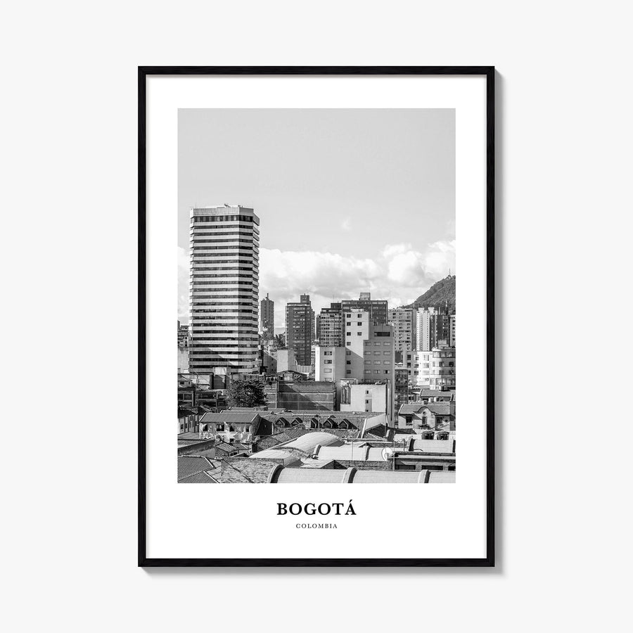 Bogotá no. 1 black & white classic poster of Colombia – vertical wall art, unframed print shown in interior mockup