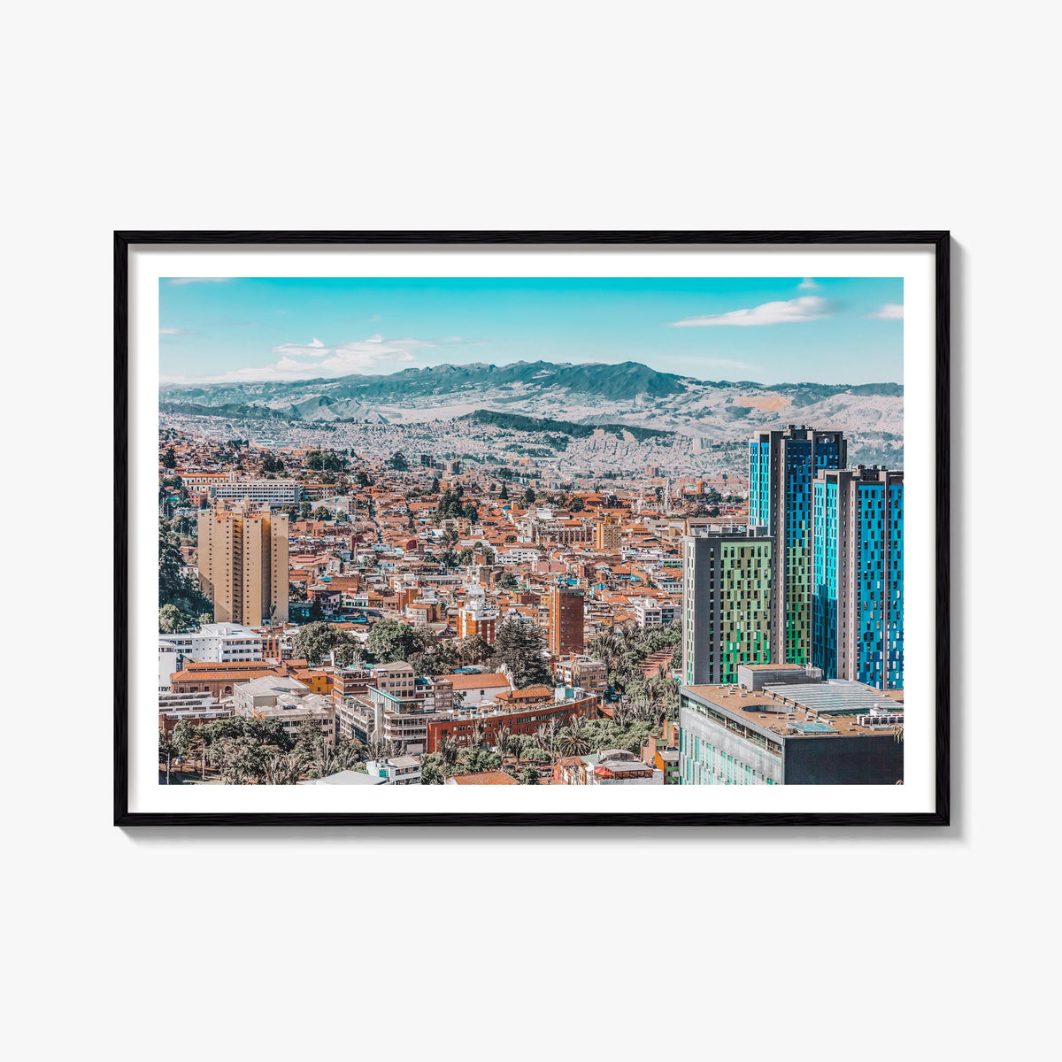 Bogotá no. 1 colorful photo poster of Colombia – horizontal wall art, unframed print shown in interior mockup