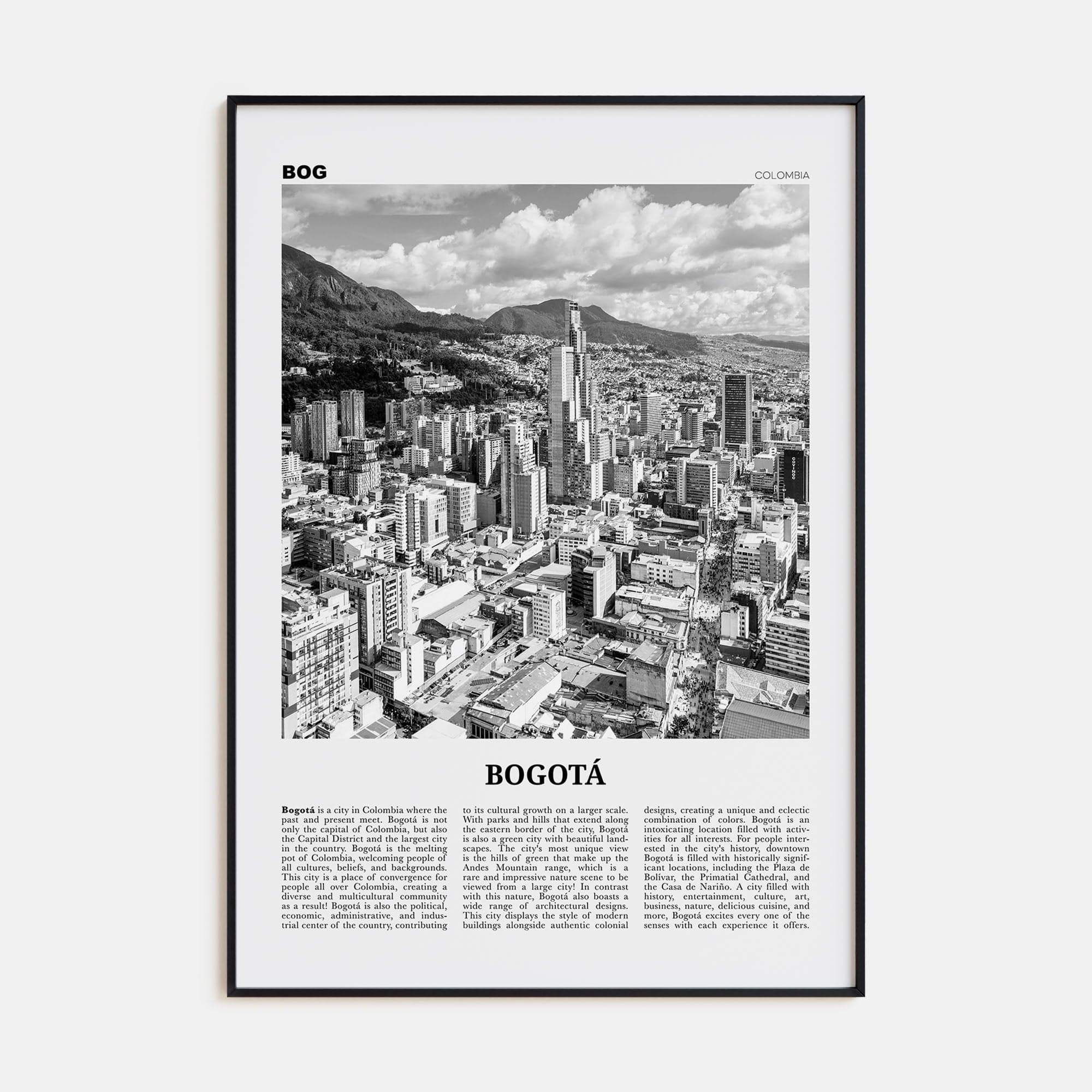 Bogotá No 1 Poster None / 8x12 in Nbourhood Travel B&W Poster