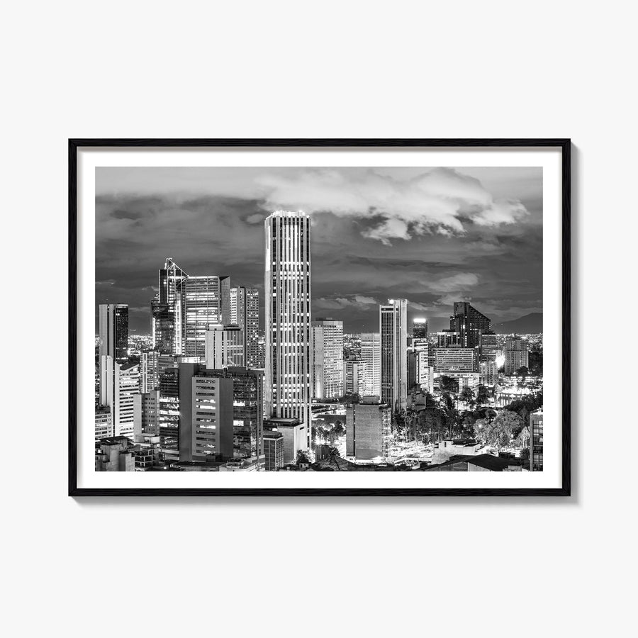 Bogotá no. 2 black & white photo poster of Colombia – horizontal wall art, unframed print shown in interior mockup