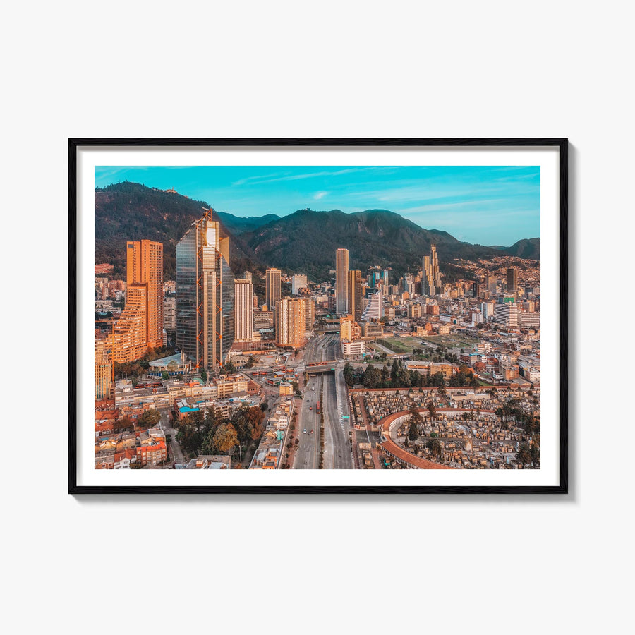 Bogotá no. 2 colorful photo poster of Colombia – horizontal wall art, unframed print shown in interior mockup