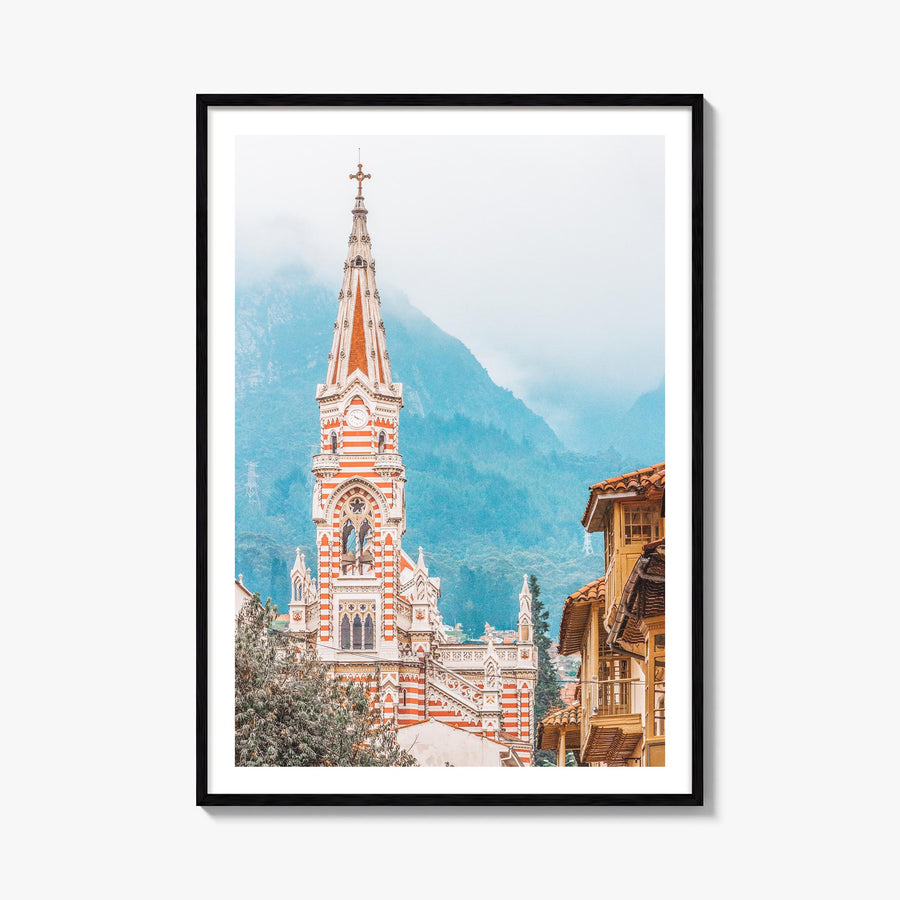 Bogotá no. 2 colorful photo poster of Colombia – vertical wall art, unframed print shown in interior mockup