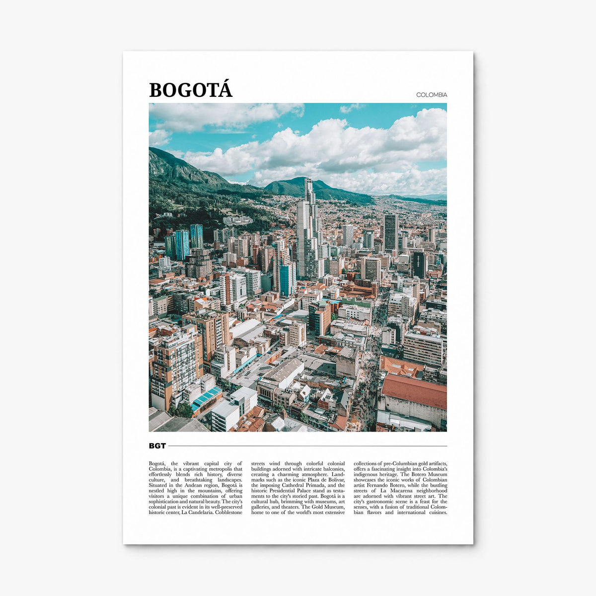 Bogotá Travel Poster, print only (unframed)