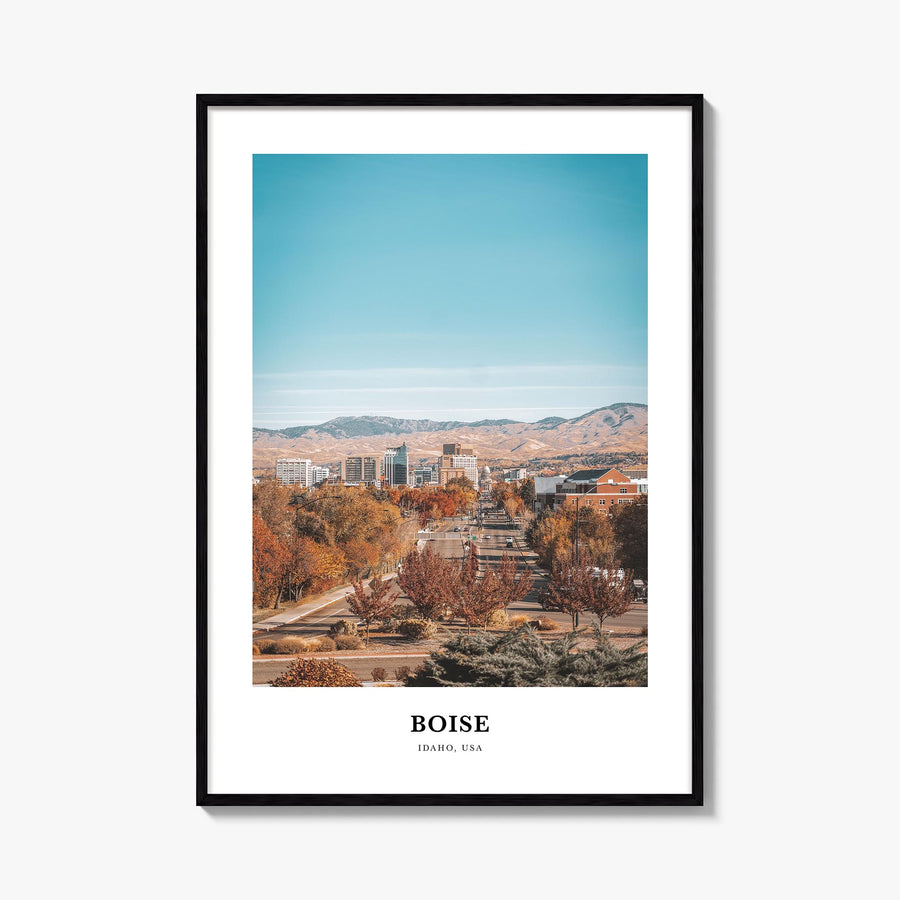 Boise no. 1 colorful classic poster of Idaho, USA – vertical wall art, unframed print shown in interior mockup