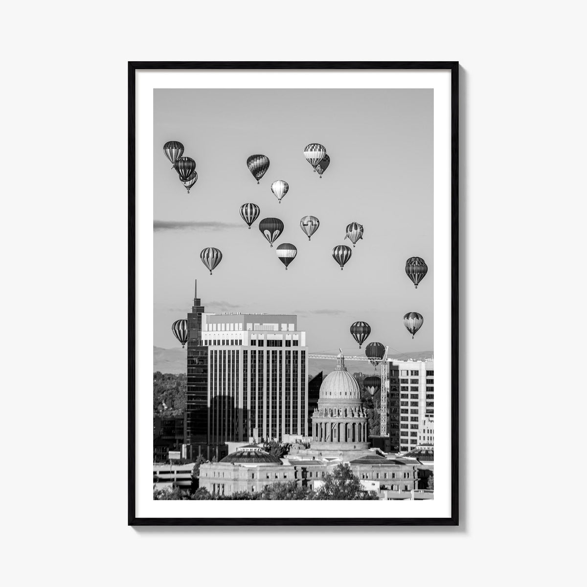 Boise no. 2 black & white photo poster of Idaho, USA – vertical wall art, unframed print shown in interior mockup