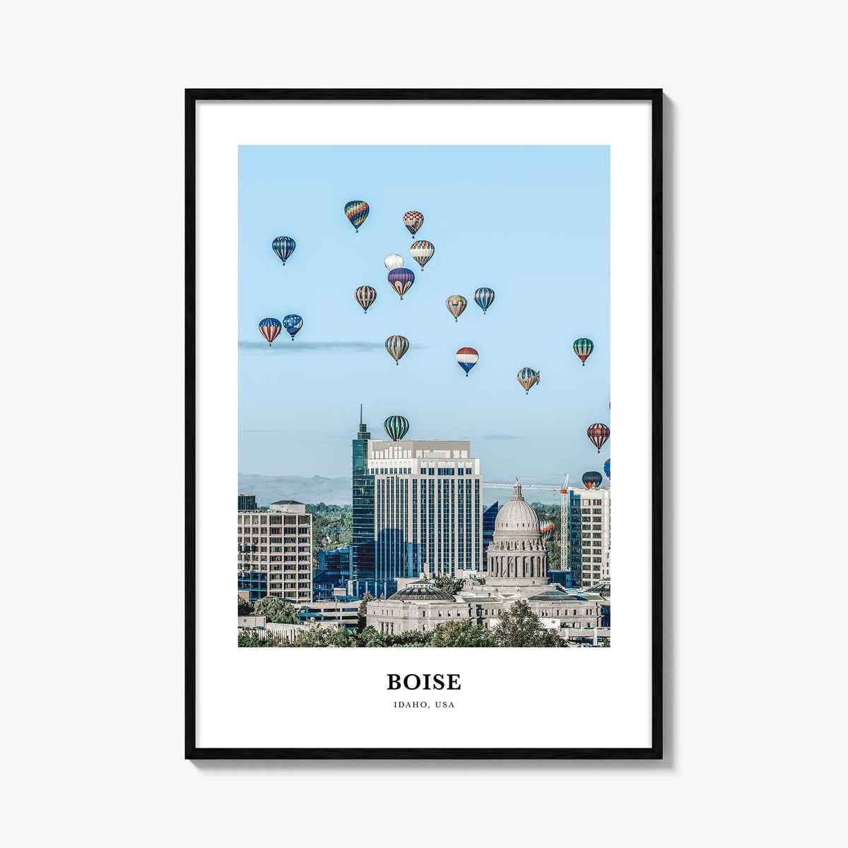 Boise no. 2 colorful classic poster of Idaho, USA – vertical wall art, unframed print shown in interior mockup