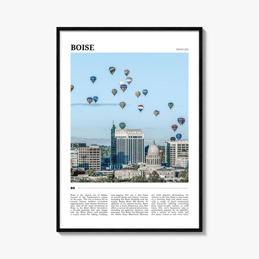 Boise no. 2 colorful travel poster of Idaho, USA – vertical wall art, unframed print shown in interior mockup