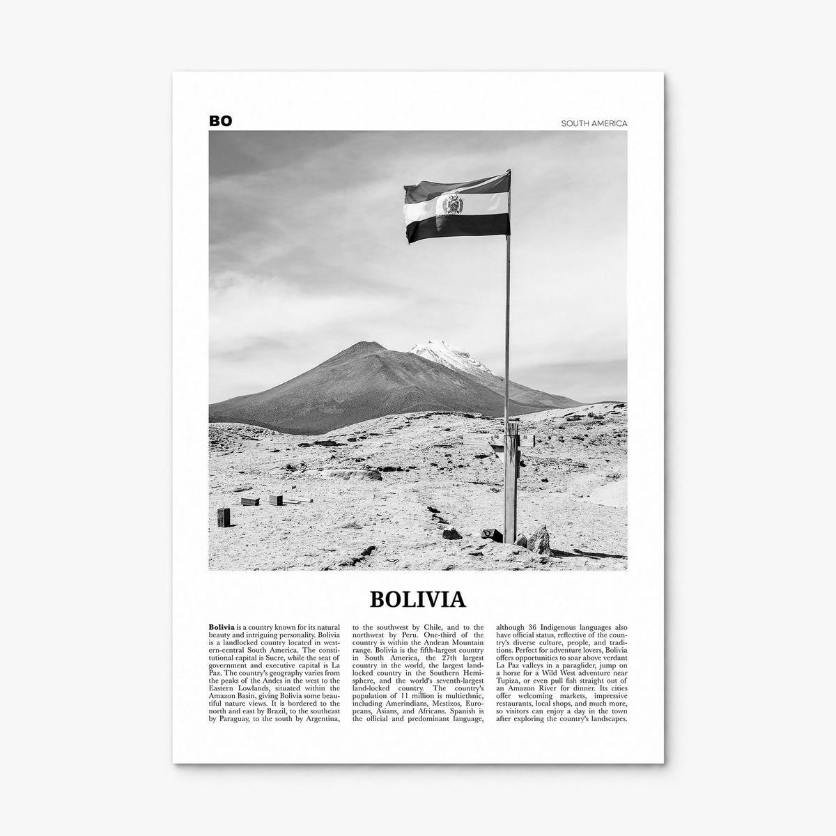 Bolivia Newspaper Poster, print only (unframed)