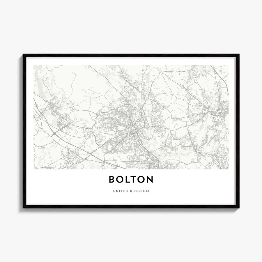 Bolton Map Poster, framed poster mockup