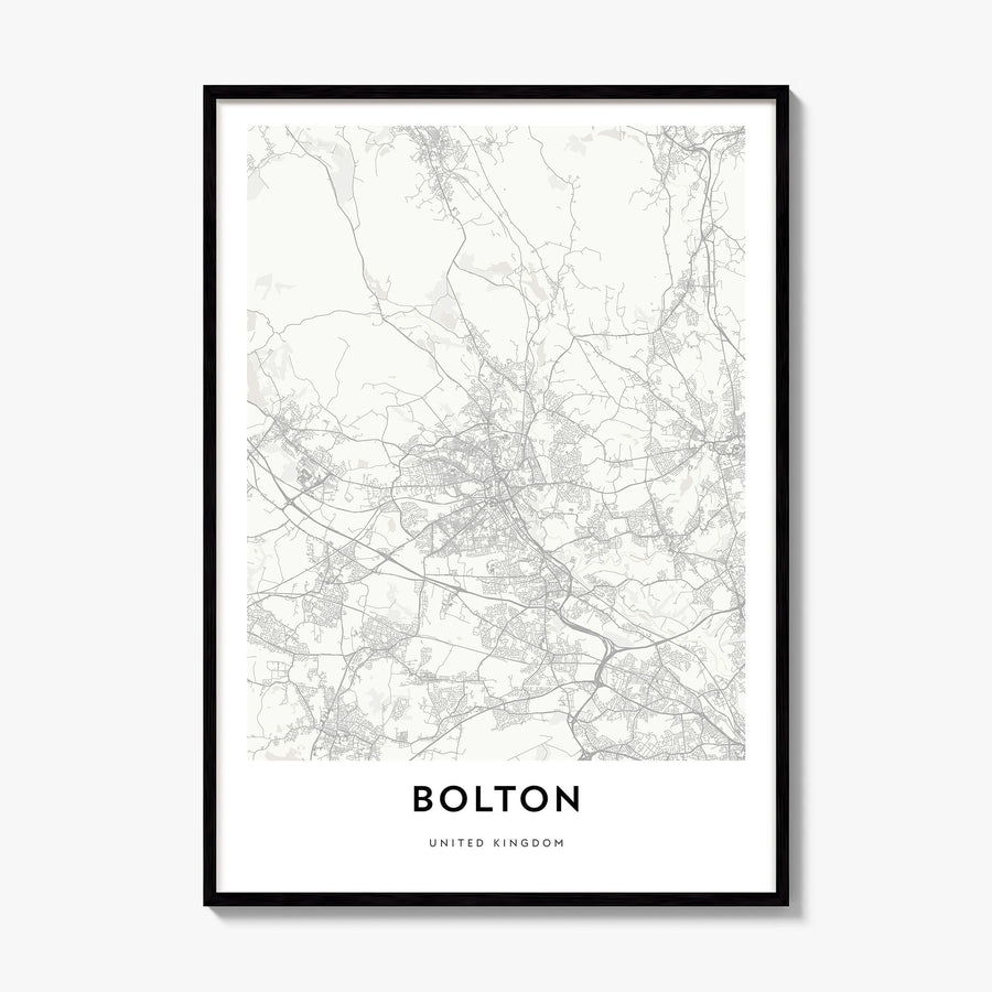 Bolton Map Poster, framed poster mockup