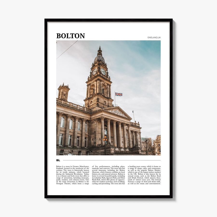 Bolton Travel Poster, framed poster mockup