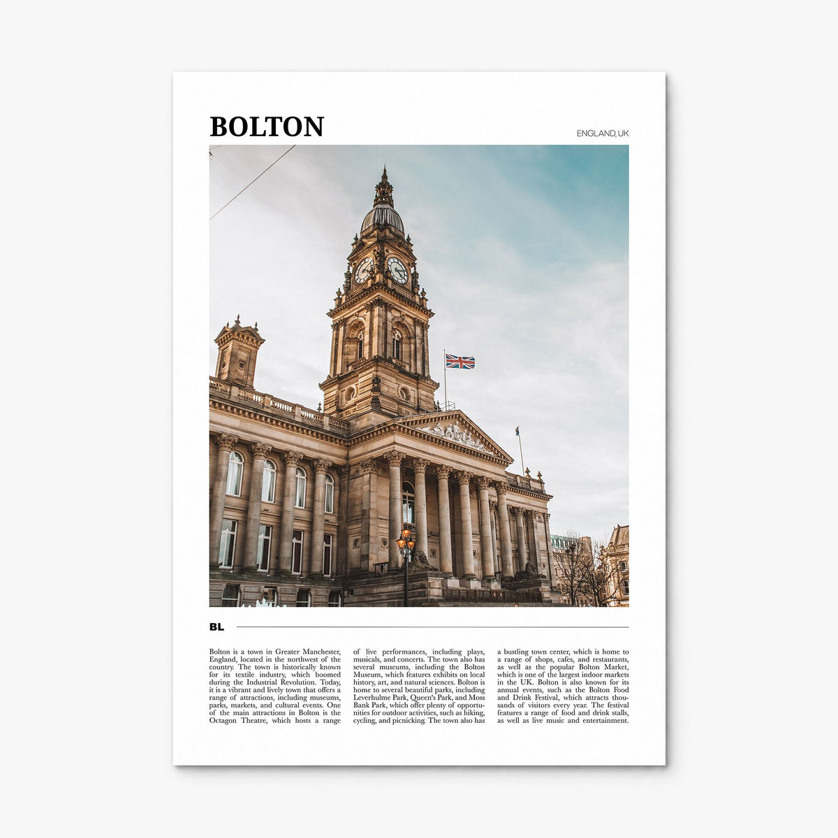 Bolton Travel Poster, print only (unframed)