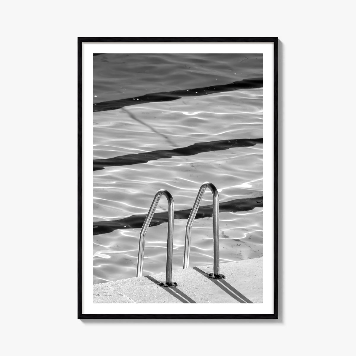 Bondi Beach no. 2 black & white photo poster of Sydney, New South Wales – vertical wall art, unframed print shown in interior
