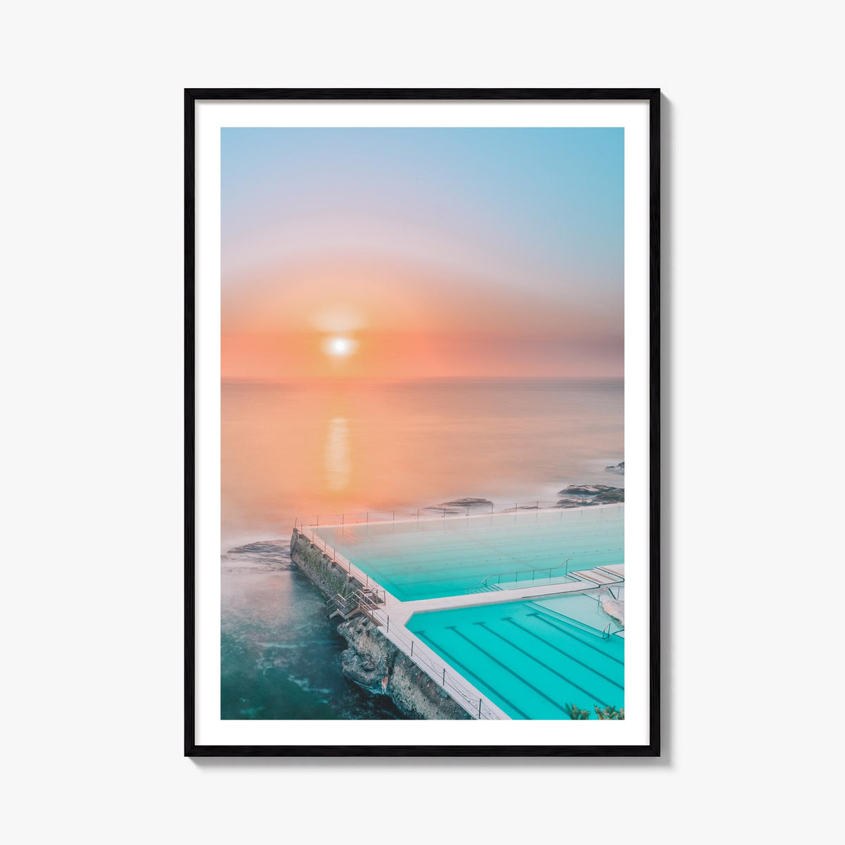Bondi Beach no. 2 colorful photo poster of Sydney, New South Wales – vertical wall art, unframed print shown in interior mock
