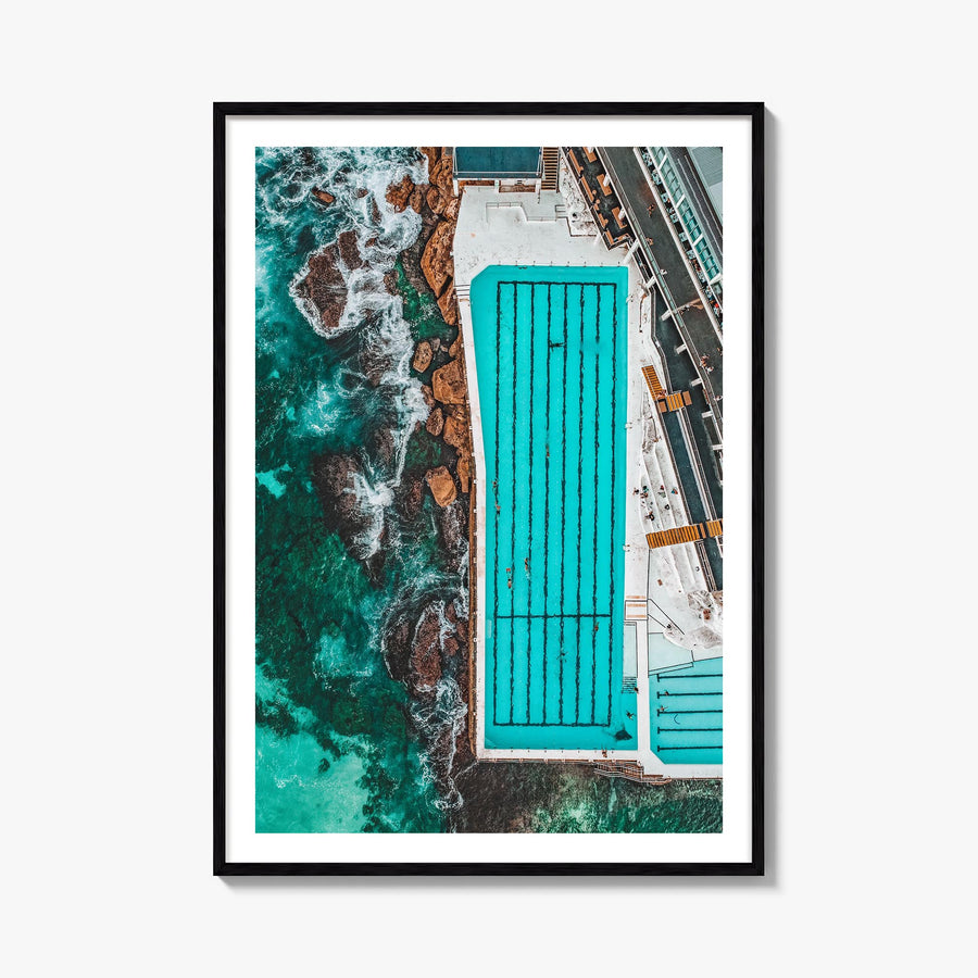 Bondi Beach no. 4 colorful photo poster of Sydney, New South Wales – vertical wall art, unframed print shown in interior mock