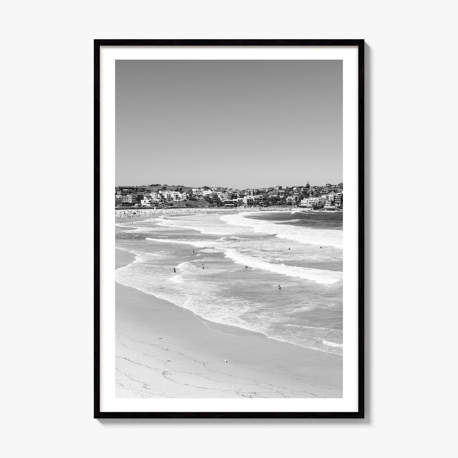 Bondi Beach Photo No 3 Poster, framed poster mockup, white border