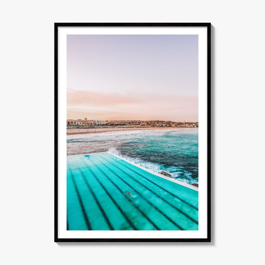 Bondi Beach Photo No 1 Poster, framed poster mockup, white border