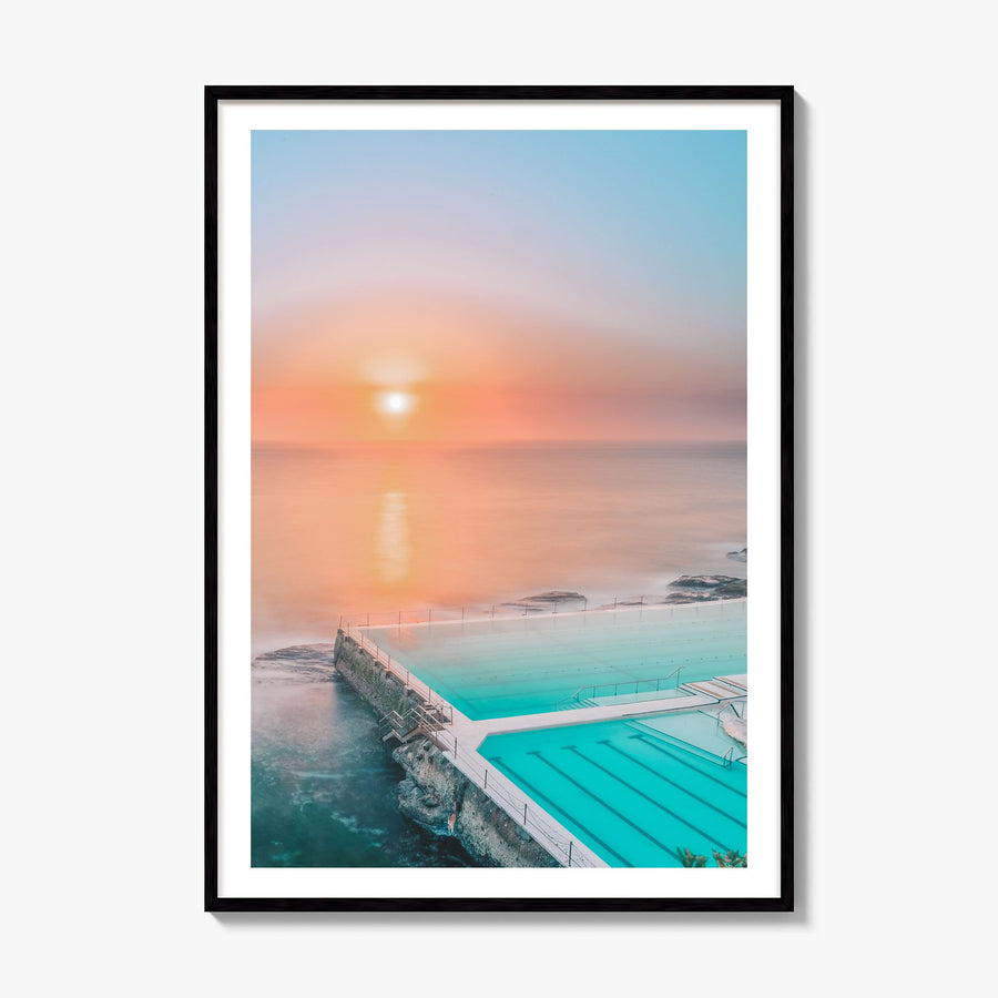 Bondi Beach Photo No 2 Poster, framed poster mockup, white border