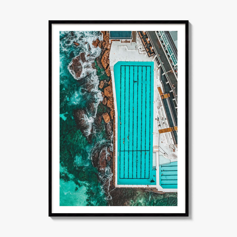 Bondi Beach Photo No 4 Poster, framed poster mockup, white border