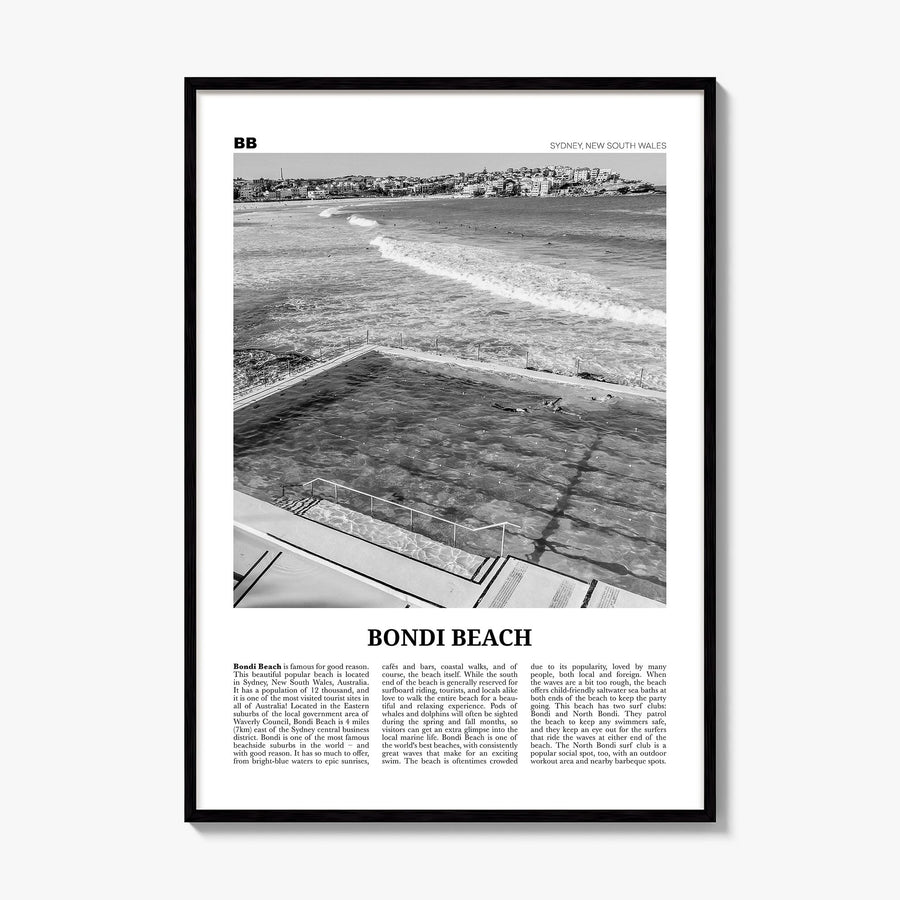 Bondi Beach Newspaper No 1 Poster, framed poster mockup