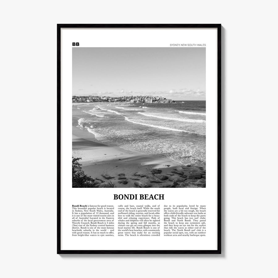 Bondi Beach Newspaper No 2 Poster, framed poster mockup