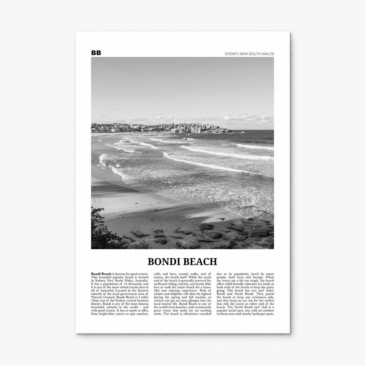 Bondi Beach Newspaper No 2 Poster, print only (unframed)