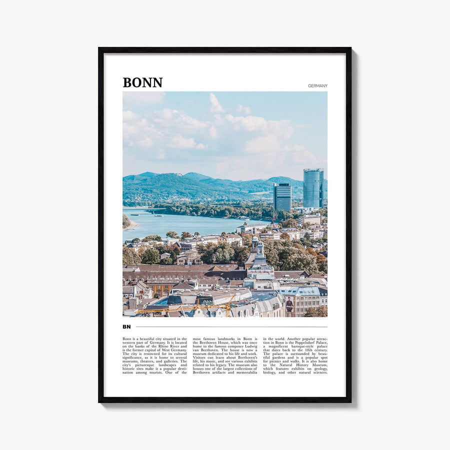 Bonn colorful travel poster of Germany – vertical wall art, unframed print shown in interior mockup
