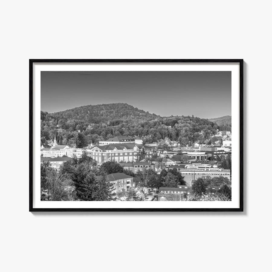 Boone black & white photo poster of North Carolina, USA – horizontal wall art, unframed print shown in interior mockup
