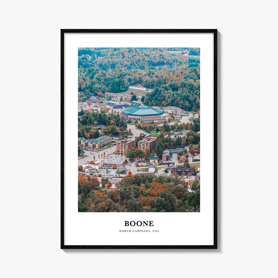 Boone colorful classic poster of North Carolina, USA – vertical wall art, unframed print shown in interior mockup