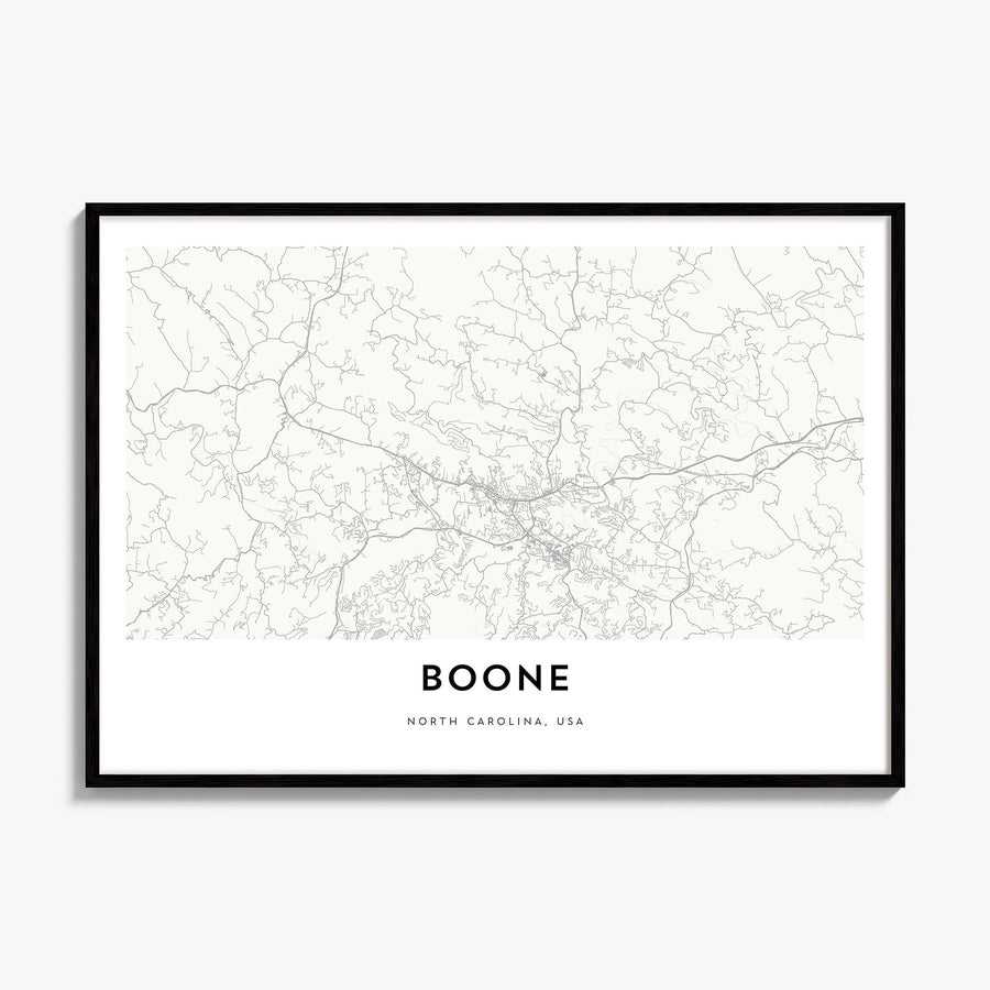 Boone Map Poster, framed poster mockup
