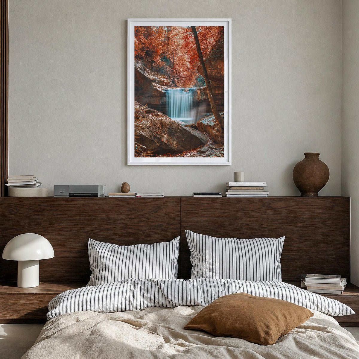 Boone no. 2 colorful photo poster of North Carolina, USA – vertical wall art in white wood frame with white border, hanging o