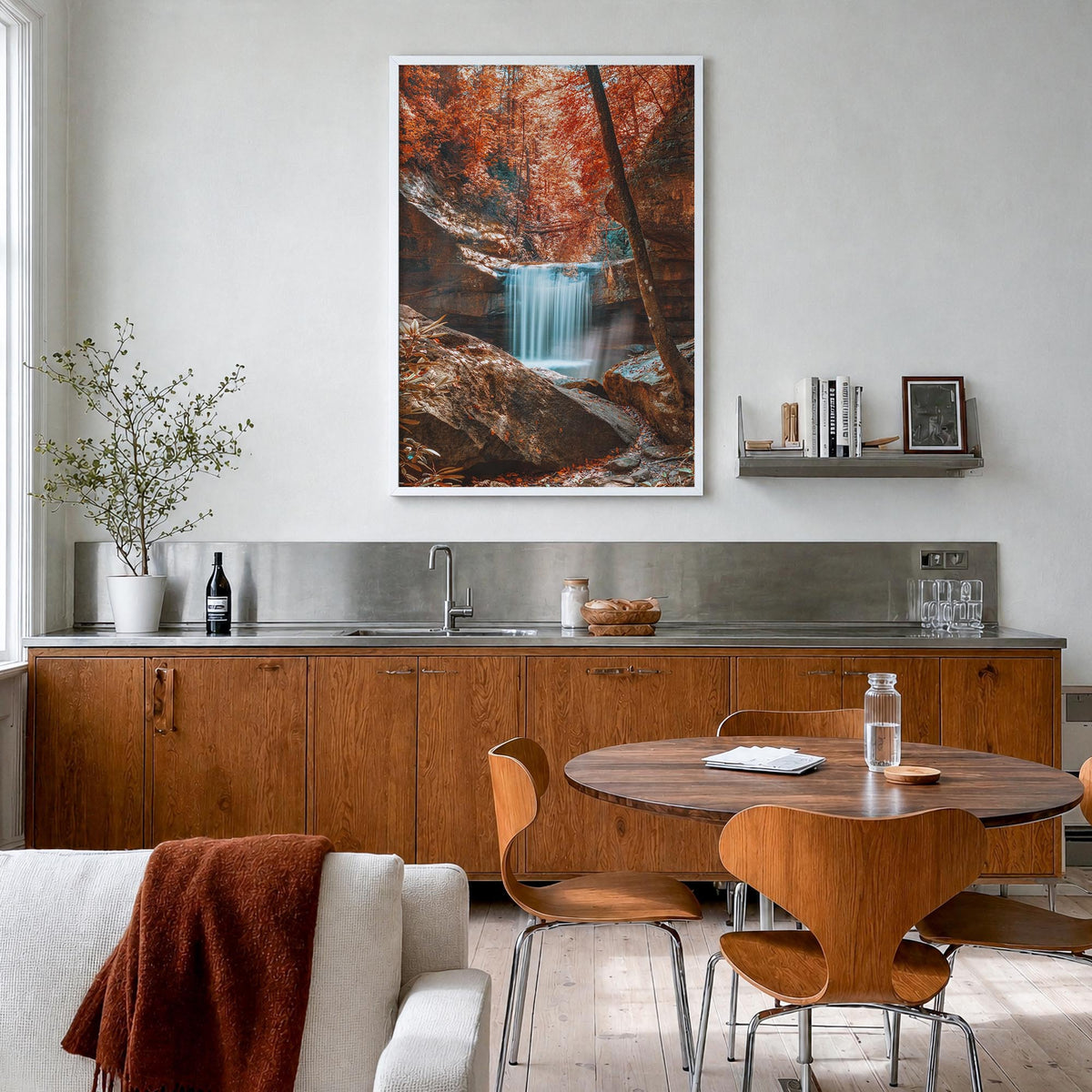 Boone no. 2 colorful photo poster of North Carolina, USA – vertical wall art in white wood frame, hanging on wall