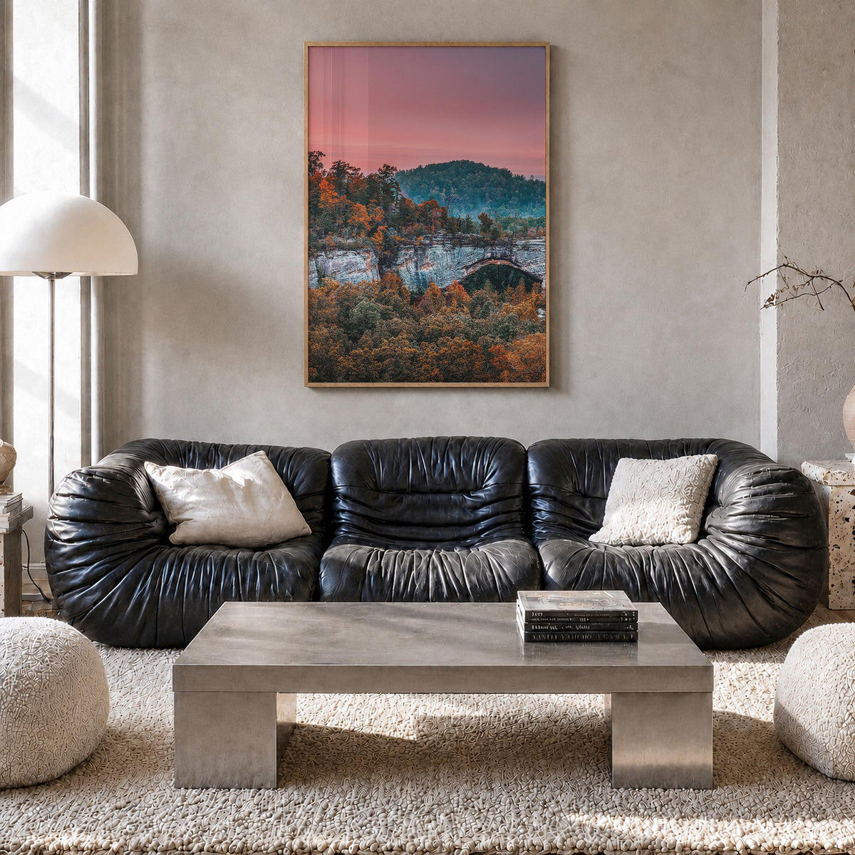 Boone no. 3 colorful photo poster of North Carolina, USA – vertical wall art in natural wood frame, hanging on wall