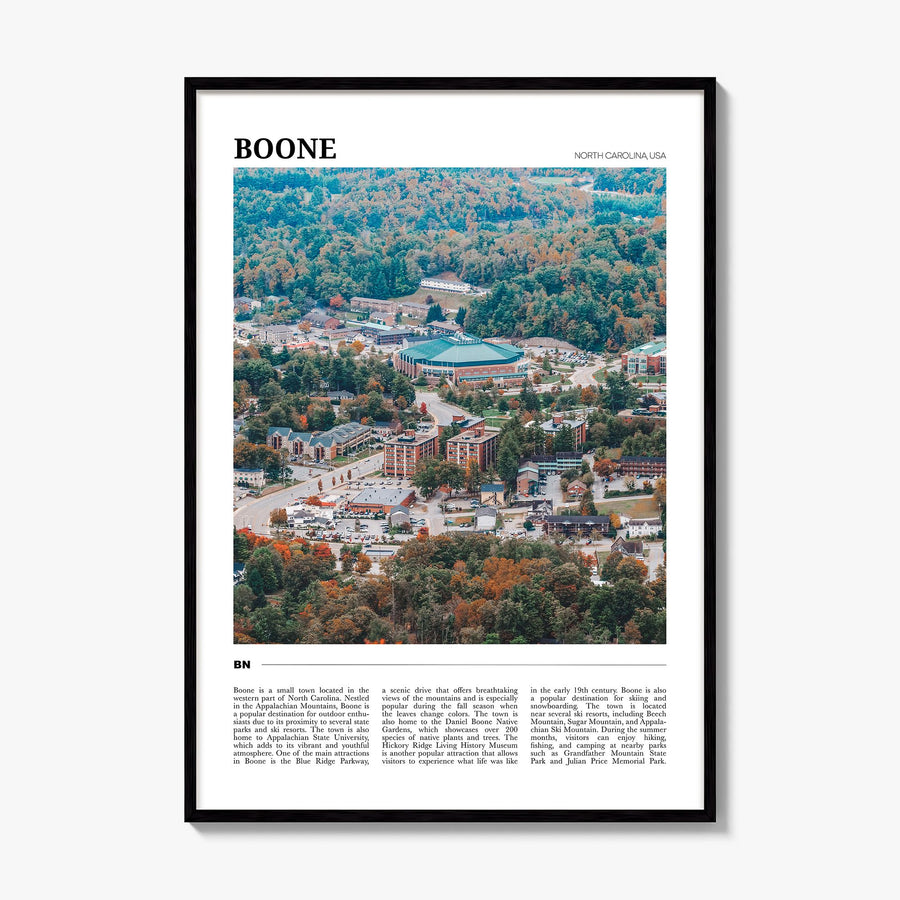 Boone Travel Poster, framed poster mockup