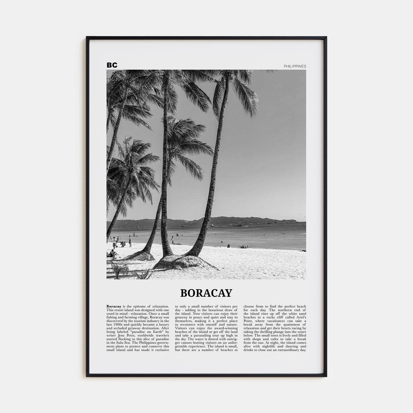 Boracay Poster None / 8x12 in Nbourhood Travel B&W Poster