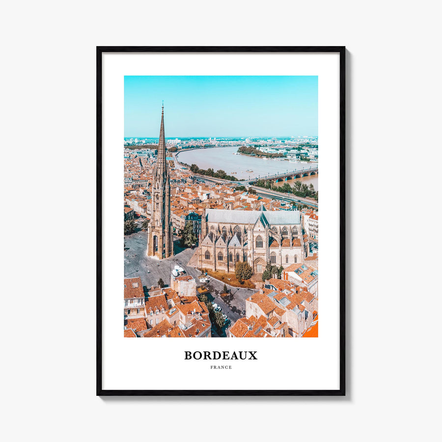 Bordeaux colorful classic poster of France – vertical wall art, unframed print shown in interior mockup