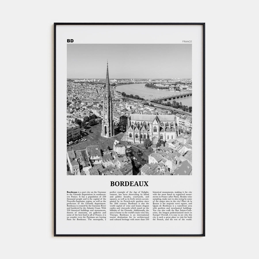 Bordeaux No 1 Poster None / 8x12 in Nbourhood Travel B&W Poster