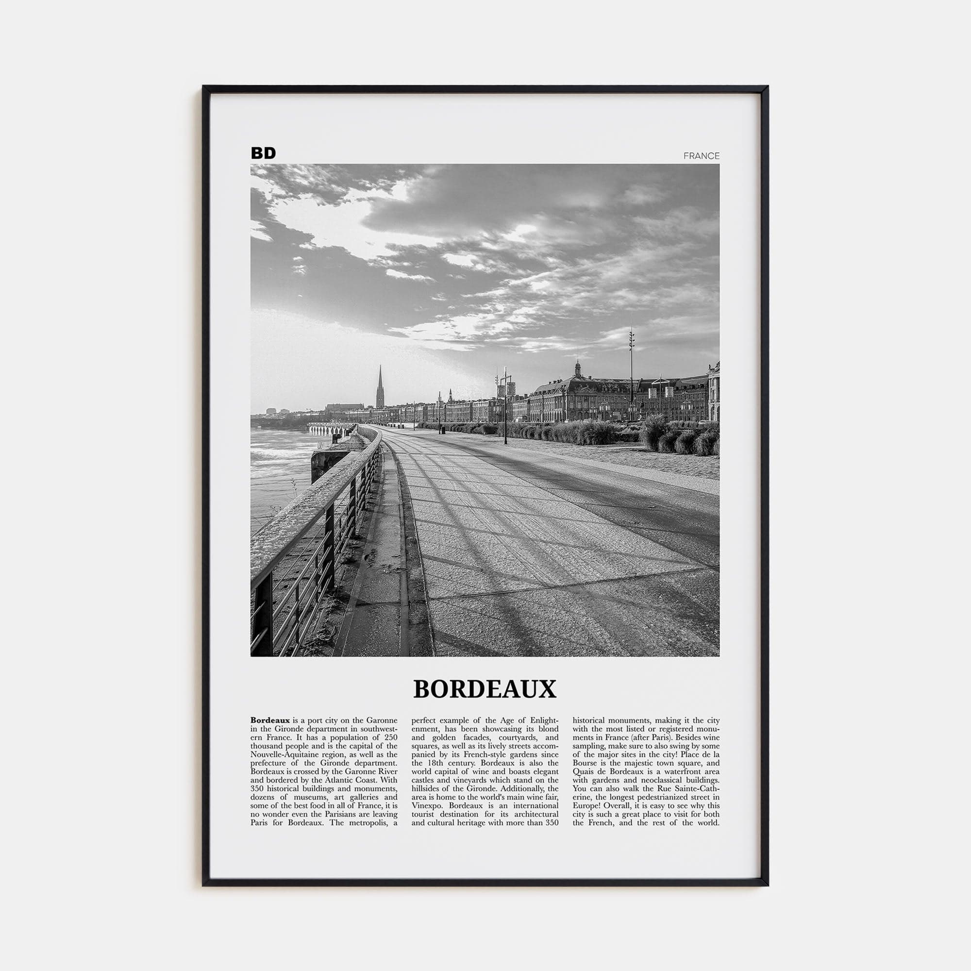 Bordeaux No 2 Poster None / 8x12 in Nbourhood Travel B&W Poster