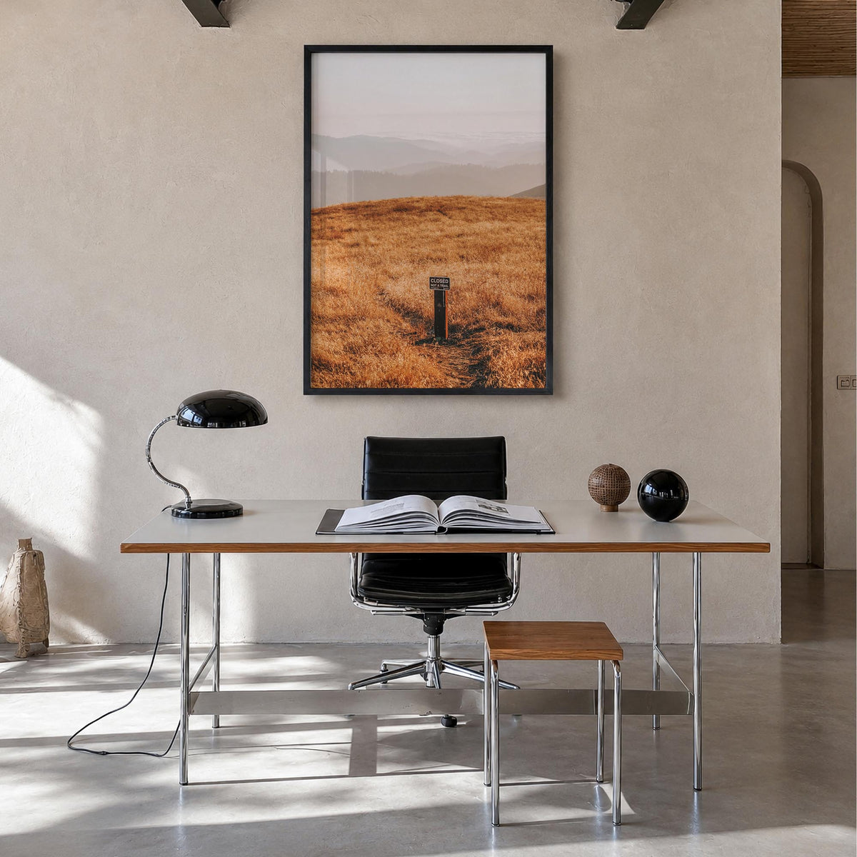 Borel Hill colorful photo poster of California, USA – vertical wall art in black wood frame, hanging on wall