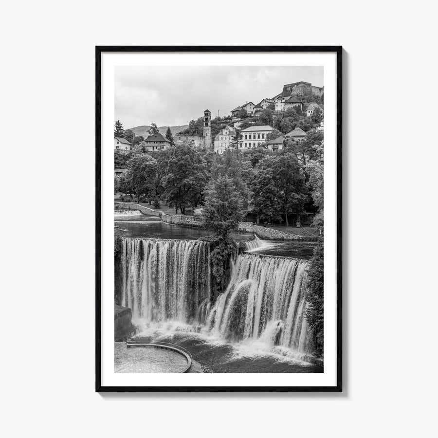 Bosnia and Herzegovina black & white photo poster of Europe – vertical wall art, unframed print shown in interior mockup