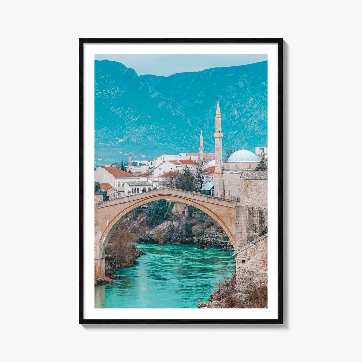 Bosnia and Herzegovina colorful photo poster of Europe – vertical wall art, unframed print shown in interior mockup