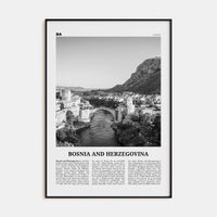 Bosnia and Herzegovina Poster Black Metal / 8x12 in Nbourhood Travel B&W Poster