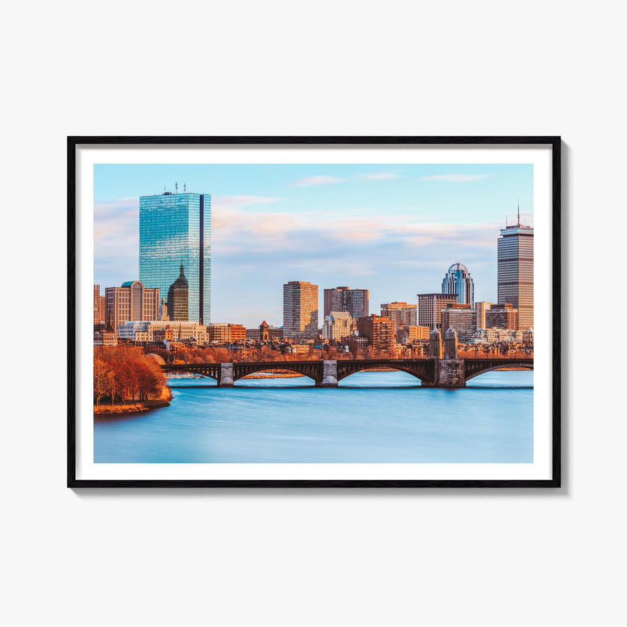 Boston colorful photo poster of Massachusetts, USA – horizontal wall art, unframed print shown in interior mockup
