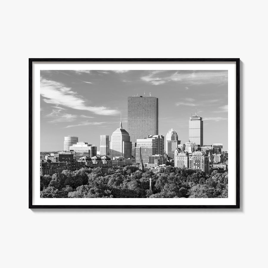 Boston no. 1 black & white photo poster of Massachusetts, USA – horizontal wall art, unframed print shown in interior mockup