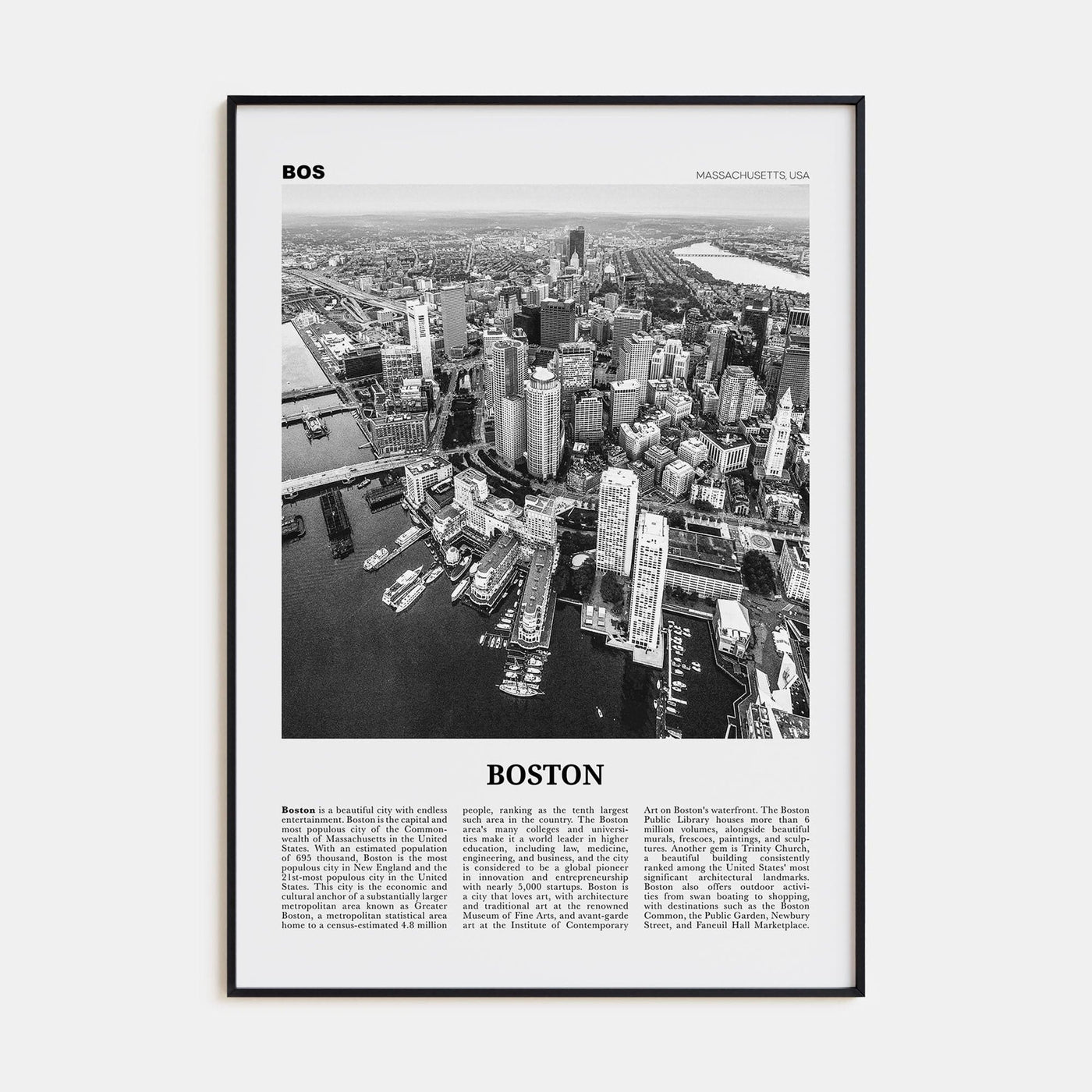 Boston No 1 Poster None / 8x12 in Nbourhood Travel B&W Poster