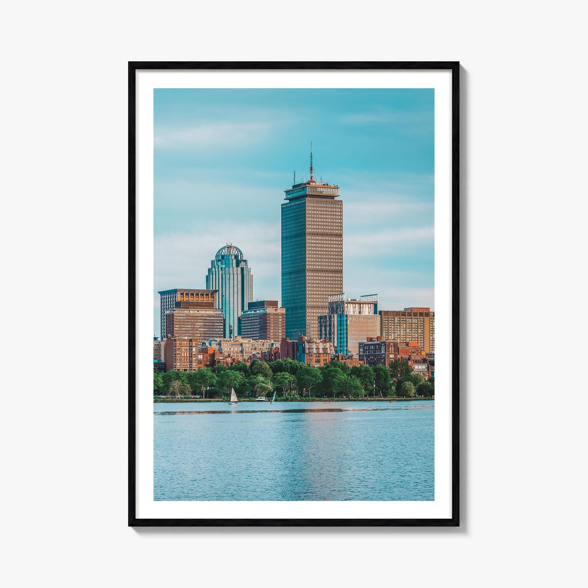 Boston no. 2 colorful photo poster of Massachusetts, USA – vertical wall art, unframed print shown in interior mockup