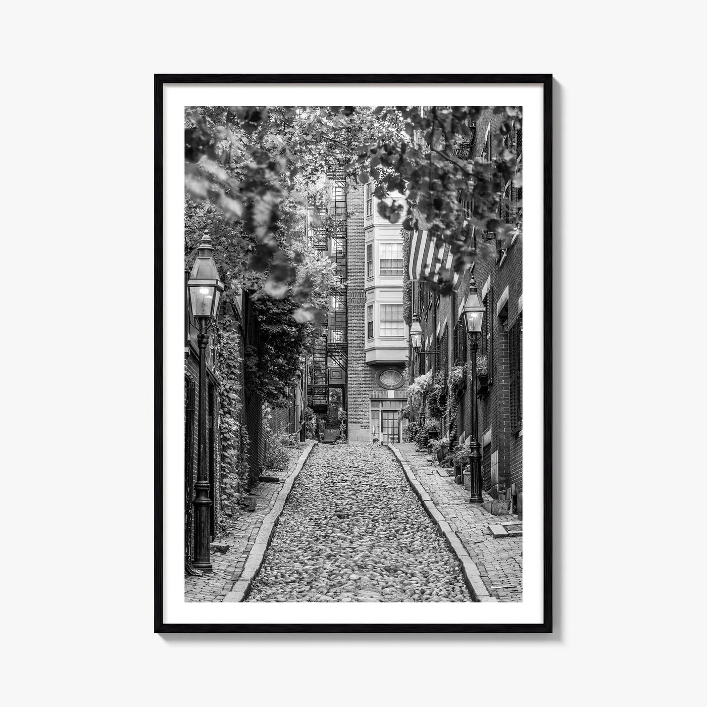 Boston no. 3 black & white photo poster of Massachusetts, USA – vertical wall art, unframed print shown in interior mockup