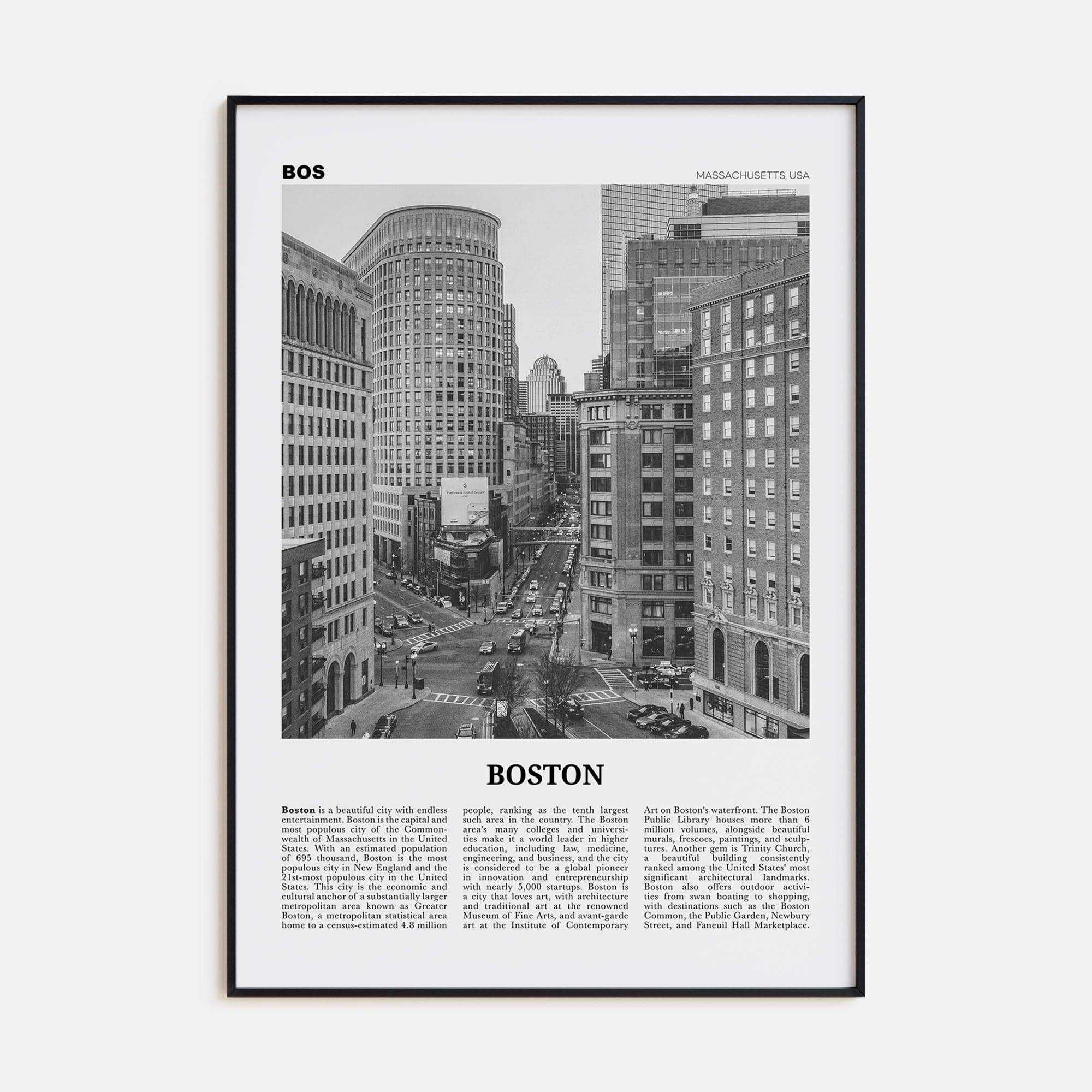 Boston No 4 Poster None / 8x12 in Nbourhood Travel B&W Poster