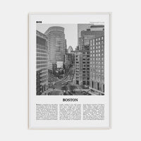 Boston No 4 Poster White Wood / 8x12 in Nbourhood Travel B&W Poster