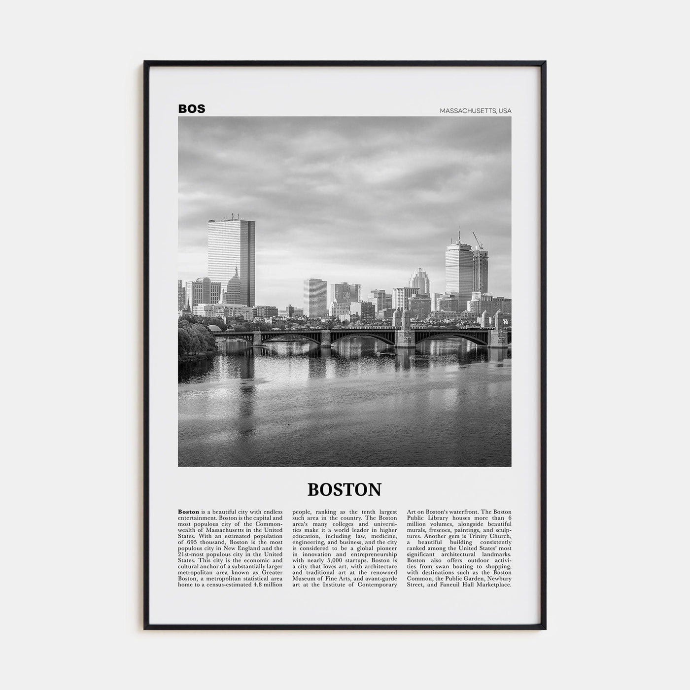 Boston No 5 Poster None / 8x12 in Nbourhood Travel B&W Poster